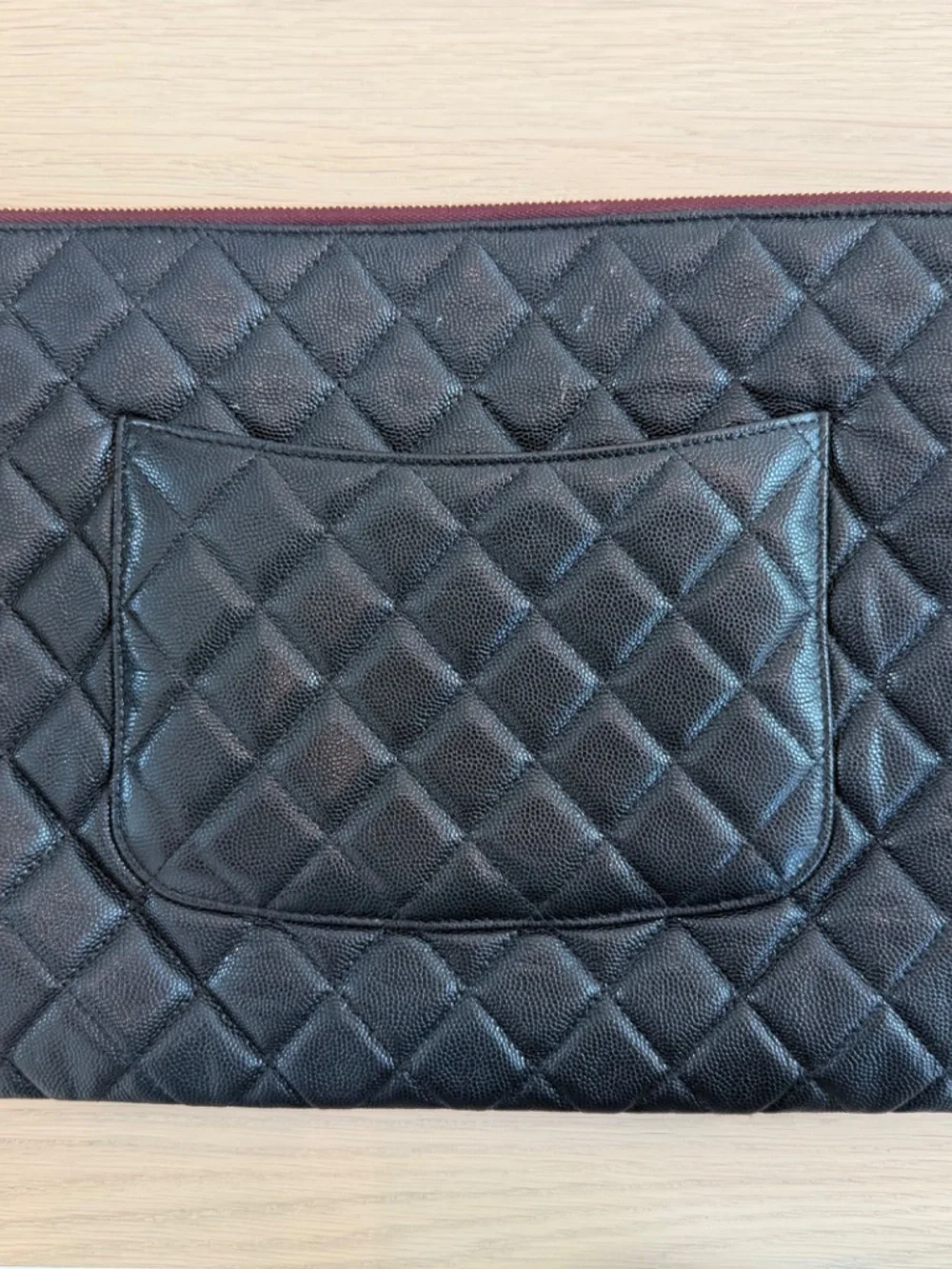 CHANEL Black Leather Caviar Clutch Large